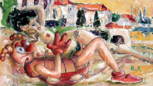 Výstava Cenzurováno ve Zlín. Na snímku obraz Romana Franty.