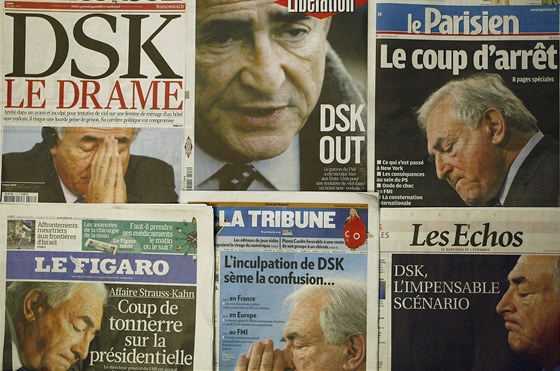Tém vechny francouzské deníky se vnují skandálu éfa mnového fondu Dominiqua Strauss-Kahna. (16. kvtna 2011)