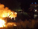 Pi píjezdu prvních hasi bylo auto zn. FIat Cinquecento celé v plamenech. 