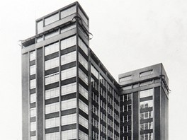 Sprvn budova Baovch zvod z roku 1940. Hlavn vchod do mrakodrapu vedl z tovrnho arelu, vchod ze tdy Tome Bati se dostavl a za ry komunismu.