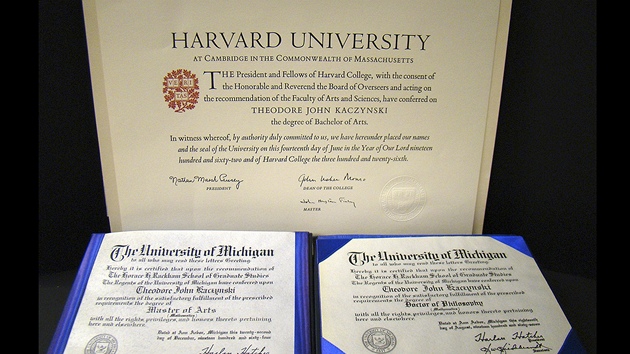 Unabomber vystudoval Harvard a doktorát získal na univerzitě v Michiganu 