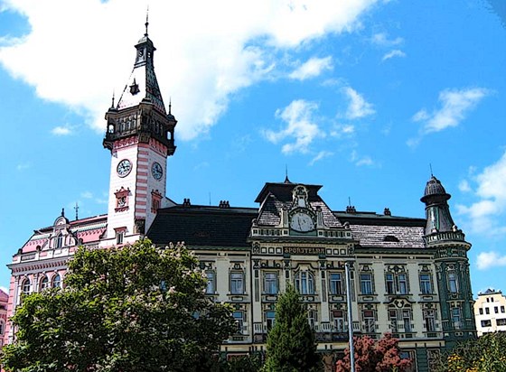 Architektonicky krásná radnice v Krnov.