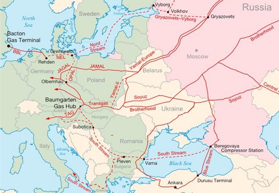 Plynovody Nord Stream a South Stream Rusku umožní vyhnout se dodávkám přes střední Evropu.