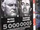 Plakát s portréty Mladie a Karadie v Sarajevu v roce 2002