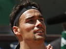 Zranný Fabio Fognini po vydeném postupu do tvrtfinále Roland Garros