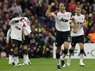 JSME ZPÁTKY! Rio Ferdinand z Manchesteru United oslavuje, jeho tým ve finále Ligy mistr práv vyrovnal.