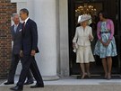 Barack Obama, princ Charles, vévodkyn z Cornwallu a Michelle Obamová v Buckinghamském paláci (24. kvtna 2011)