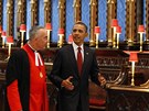 Barack Obama s reverendem Johnem Hallem ve Westminsterském opatství (24. kvtna 2011)