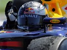 U JE V KLIDU. Sebastian Vettel z Red Bullu práv projel cílem ve Velké cen panlska.