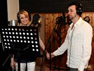 Iveta Bartoová a Domenico Martucci della Torre v nahrávacím studiu v Prhonicích 