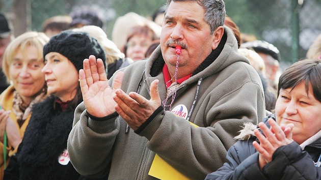 Demonstrace pi stávce zamstnanc veejného sektoru v eských Budjovicích