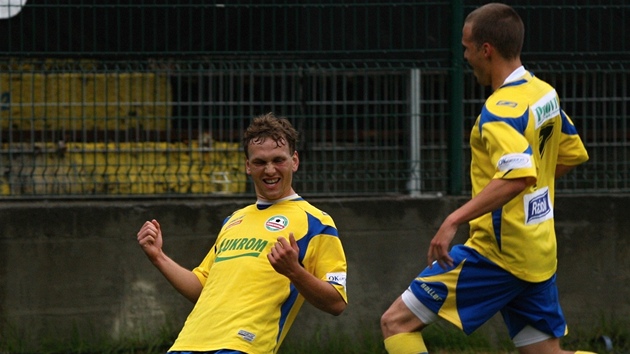 JE TAM! Zlínský Martin Baík se raduje z gólu v zápase s Mostem.