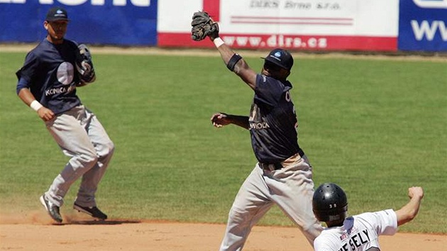 Momentka z baseballového utkání Draci Brno - Minolta Pioniers.