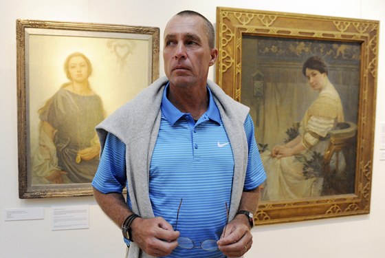 Ivan Lendl na ostravské výstav dl Alfonse Muchy