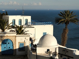 Sidi Bou Said, typická modrobílá andaluská architektura