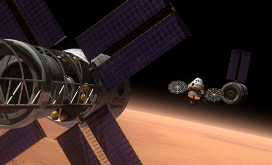 Na základ Orionu vyvinutý prostedek MPCV v pedstav ilustrátora nad Marsem