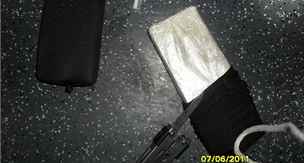 Balíky kokainu objevené v mezinárodním vlaku.