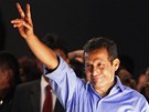 Ollanta Humala slaví vítzství (5. ervna 2011)