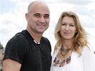 Andre Agassi a Steffi Grafov ped praskou exhibic Advantage Tennis IV