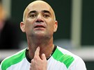 Andre Agassi pi exhibici Advantage Tennis v Praze