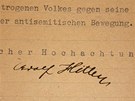 Podpis Adolfa Hitlera na jeho prvním prohláení k idovské otázce (1919)