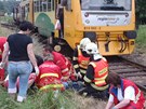 Vlak srazil v centru Zlína na pechodu pes koleje enu. (2. ervna 2011)