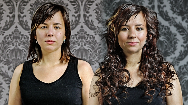 Prodluování vlas metodou Minitwix - ped (vlevo) a po prodlouení