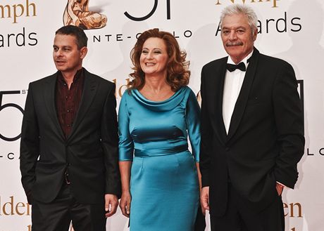 Filip Ren, Simona Staov a Juraj Kukura na ervenm koberci televiznho festivalu v Monte Carlu