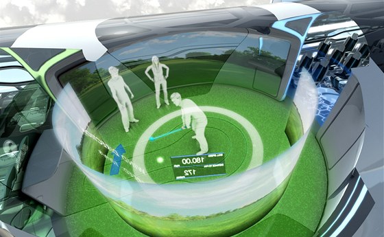 Letadlo budoucnosti podle návrhu spolenosti Airbus. Virtuální golf v interaktivní zón