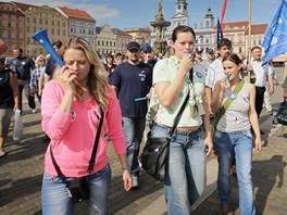 eskmi Budjovicemi proel prvod asi 150 lid, kte podpoili stvku odbor kvli chystanm vldnm reformm. MHD ve mst jezdila. idii se zapojili jen symbolicky a vozy oznaili npisem "Stvka". 