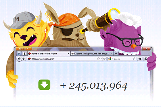 Firefox - 245 milion staení