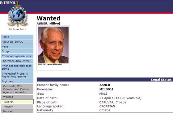 Profil Milivoje Anera na stránkách Interpolu