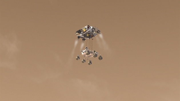 Sonda Mars Science Laboratory pistává na Marsu