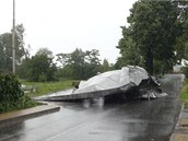 Stren stecha domu, kter ve Vrchoslavicch na Prostjovsku spadla na silnici