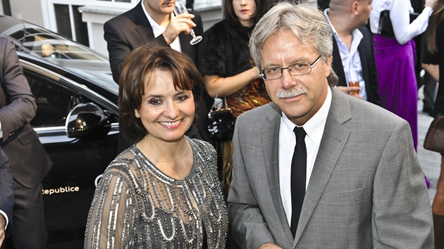 Herečka Veronika Freimanová a její přítel, architekt Vladimír Bouček na Audiparty v Karlových Varech