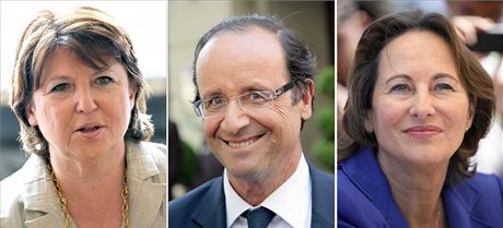 Francouztí uchazei o prezidentskou kandidaturu: zleva Martine Aubryová, François Hollande, Ségolene Royalová