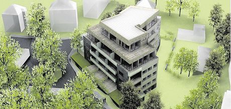 Vizualizace bytovky, kterou chce firma Real space postavit ve Svojsíkov ulici.