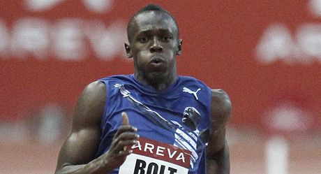Usain Bolt na mítinku v Monaku.