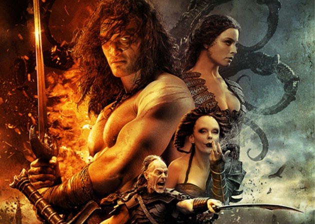 Plakát k nové verzi filmu Barbar Conan, který proslavil Arnold Schwarzenegger.