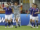 Japonské fotbalistky se radují z postupu do finále mistrovství svta.