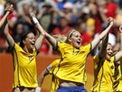 védské fotbalistky slaví výhru nad Austrálií a postup do semifinále