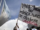 Proti útoku na zpváka Facunda Cabrala v hlavním mst Guatemaly protestují