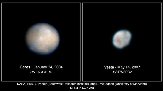 Vesta a Ceres z HST