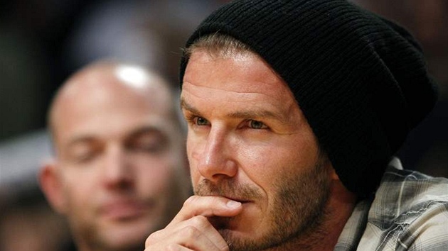 Fotbalista David Beckham v hlediti pi utkání LA Lakers - Oklahoma City Thunder
