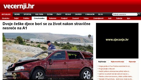 O nehod informuje chorvatský zpravodajský server vecernji.hr
