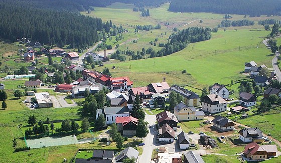 Obec Kvilda na Šumavě.