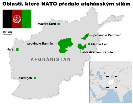 MAPKA: Oblasti, kter NATO pedalo afghnskm silm