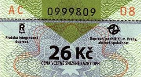 Jízdenka pro pražskou MHD za 26 korun