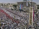 Protest proti reimu Baára Asada v syrském mst Hamá (22. ervence 2011)