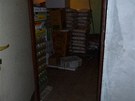 Prostory skladu potravin vietnamského obchodníka v Hrozntín na Karlovarsku,